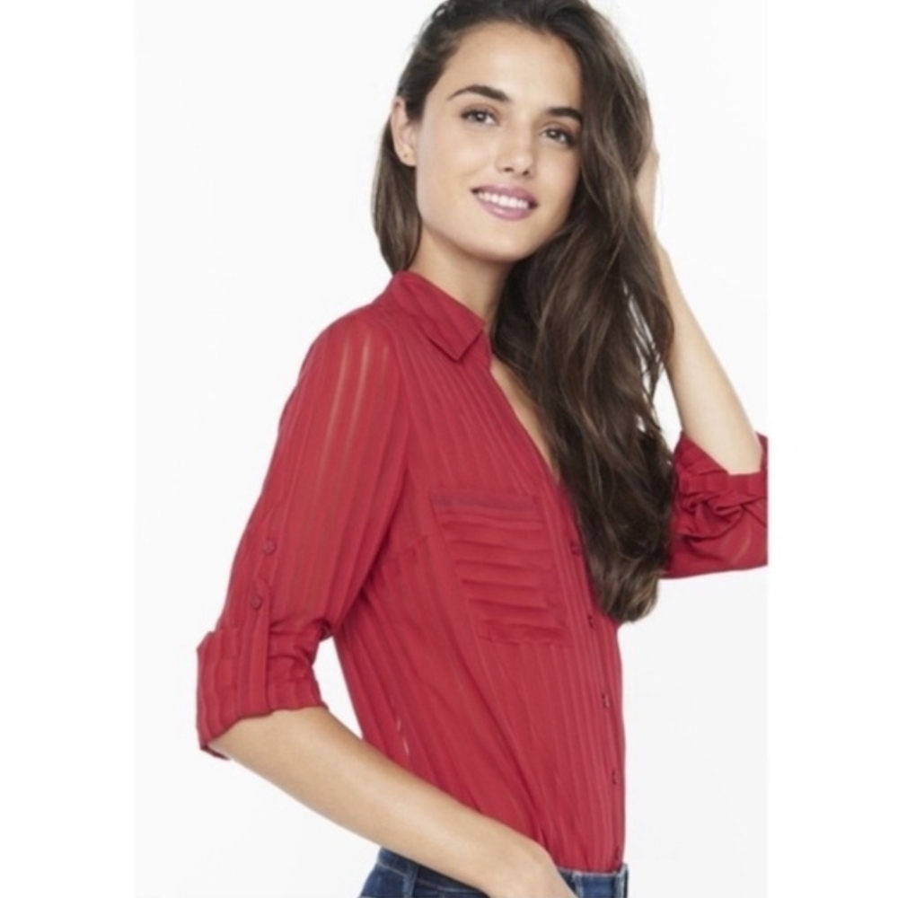 Express Sheer Button Down Shirt